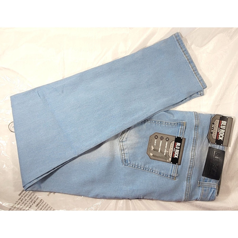 Blu Rock Men's 4-Way Stretch Slim Fit Flex Jeans - Light Wash - 34x31 (36Wx31L)